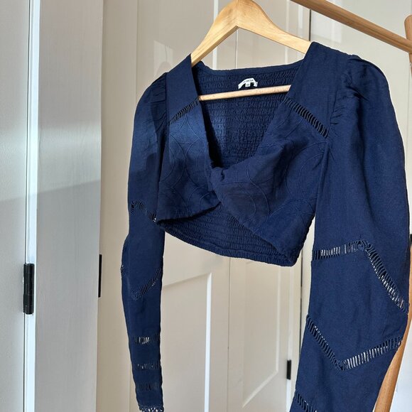 Tularose navy blue eyelet crop top - Picture 2 of 6